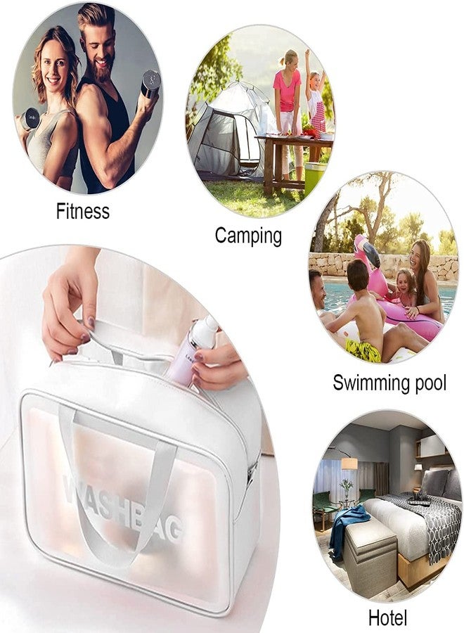 kartfury Clear Toiletry Bag, Waterproof Makeup Bag PVC Zippered Cosmetic Bag, Portable Carry Pouch for Women Men Makeup Organizer Bag Set for Travel, Bathroom and Organizing -Set of 2 (White) - Image 4