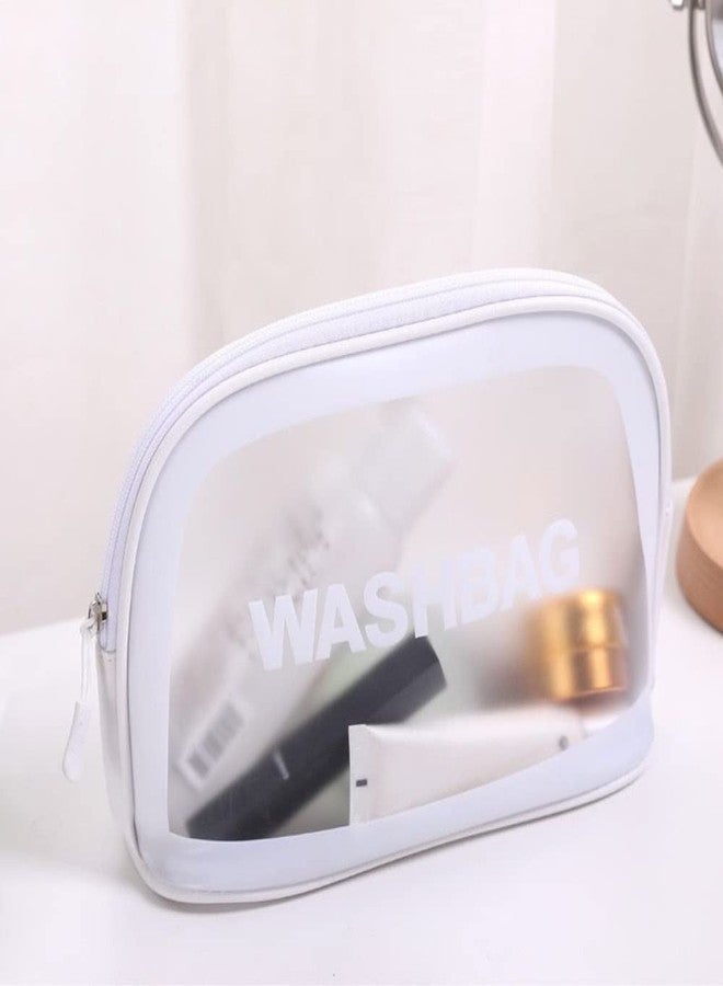 kartfury Clear Toiletry Bag, Waterproof Makeup Bag PVC Zippered Cosmetic Bag, Portable Carry Pouch for Women Men Makeup Organizer Bag Set for Travel, Bathroom and Organizing -Set of 2 (White) - Image 5