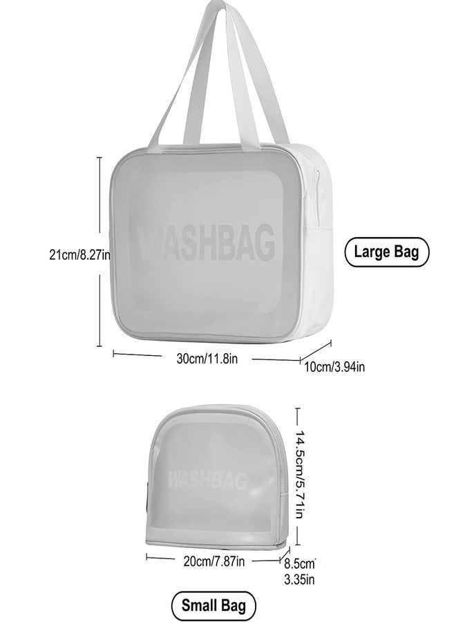 kartfury Clear Toiletry Bag, Waterproof Makeup Bag PVC Zippered Cosmetic Bag, Portable Carry Pouch for Women Men Makeup Organizer Bag Set for Travel, Bathroom and Organizing -Set of 2 (White) - Image 3