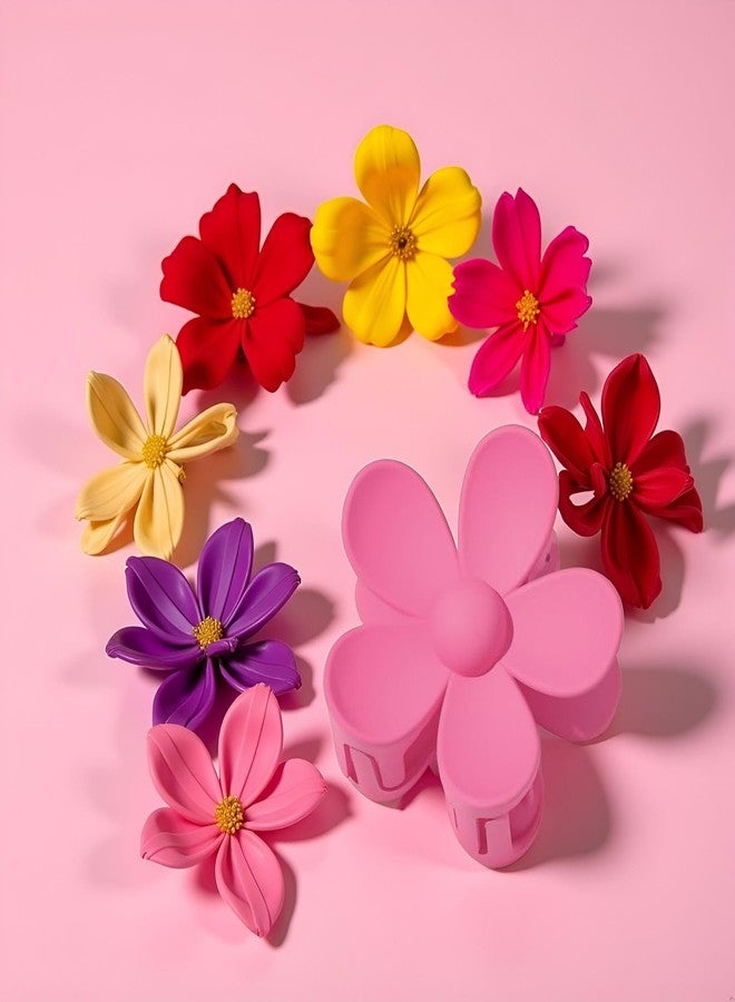 WaigN Rose Red Candy Colored Hair Claw Clips Flower Hair Clips – Big Cute Claw Clips, Thick Hair, Scrub, Hair Clip Sweet Flower Clip - Image 3