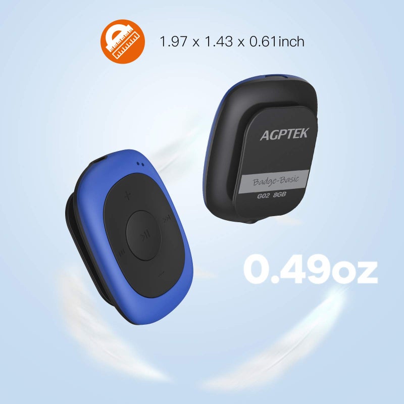 AGPTEK G02 8GB Clip MP3 Player with FM Shuffle, Portable Music Player with Sweatproof Silicone Case for Sports, Blue - Image 4