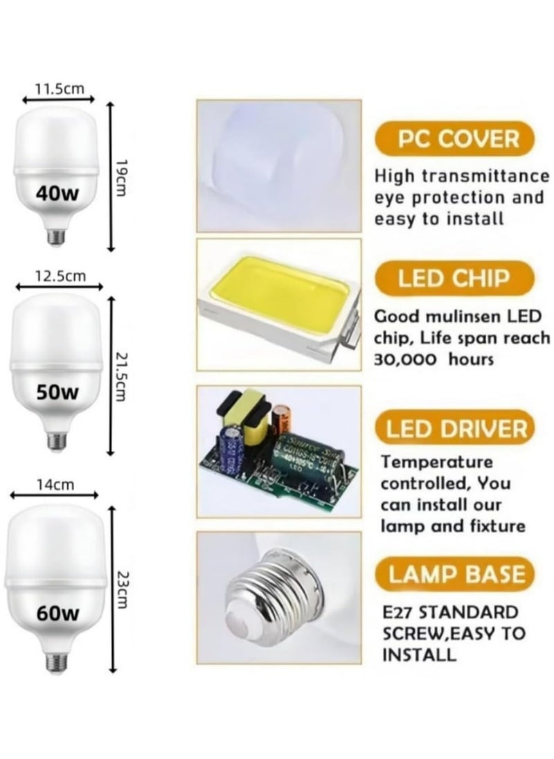هو آقي آنغ وانغ لمبة إضاءة LED باردة بيضاء موفرة للطاقة E27 مصابيح LED إضاءة منزلية داخلية في الهواء الطلق (40 واط / 50 واط / 60 واط) لمبة إضاءة عالية السطوع مقاومة للماء  - Image 2