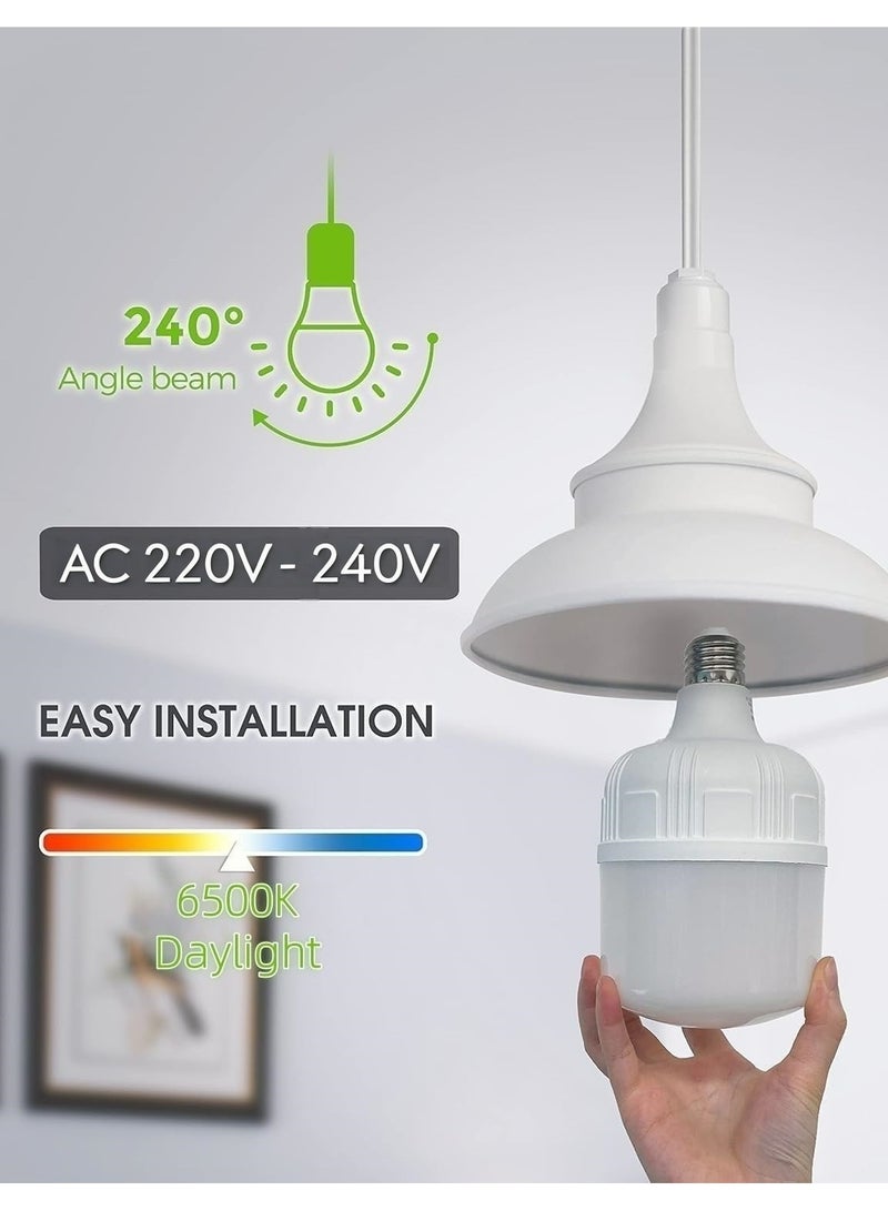 HUAQIANG 40W/50W/60W Large Size E27 LED Bulb, Cool White 6500K, High Brightness for Garage & Storage Room, Non-Dimmable, NOT for Small Lamps - Image 5
