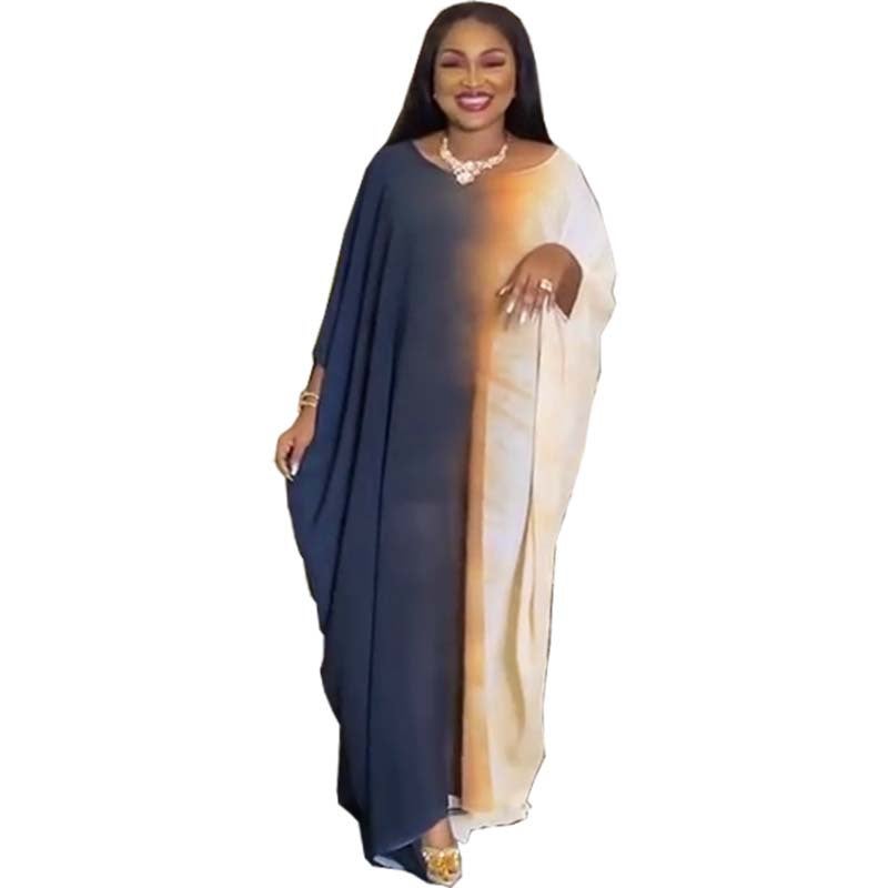 Cross-border source new French retro gentle gradient dress loose slim plus size dress scarf special price - Image 1