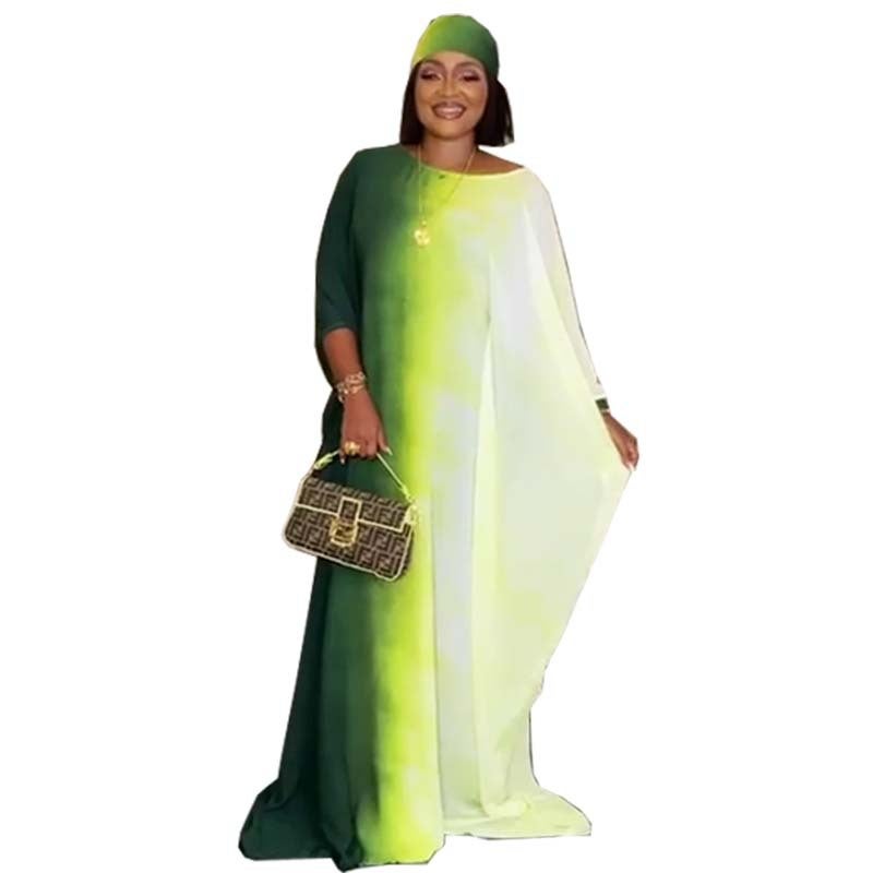 Cross-border source new French retro gentle gradient dress loose slim plus size dress scarf special price - Image 3
