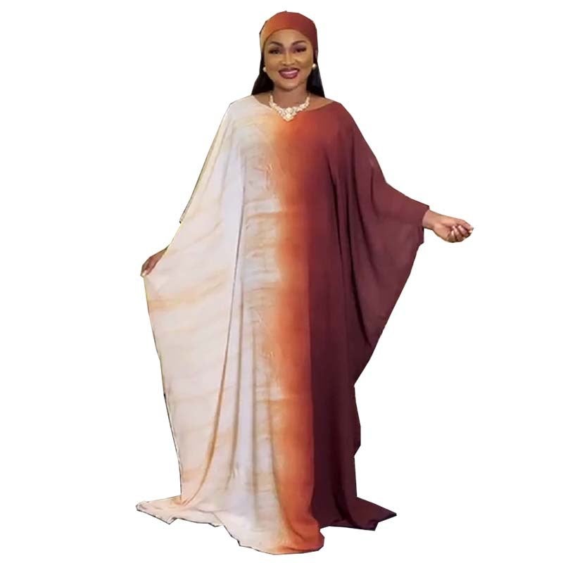 Cross-border source new French retro gentle gradient dress loose slim plus size dress scarf special price - Image 5