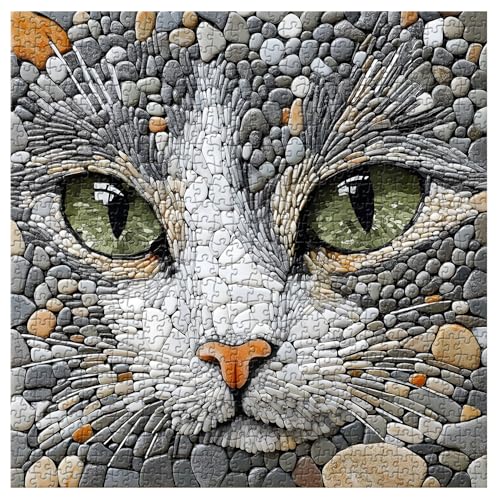 PPuzzling Cat Puzzles for Adults 1000 Pieces Challenging Stone Mosaic Cats Jigsaw Puzzles Nature Pebble Kitten Animal Puzzle as Home Decor - Image 5