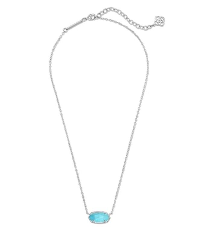 Kendra Scott Elisa Pendant Necklace for Women, Fashion Jewelry, 14k Gold-Plated - Rhodium - Turquoise