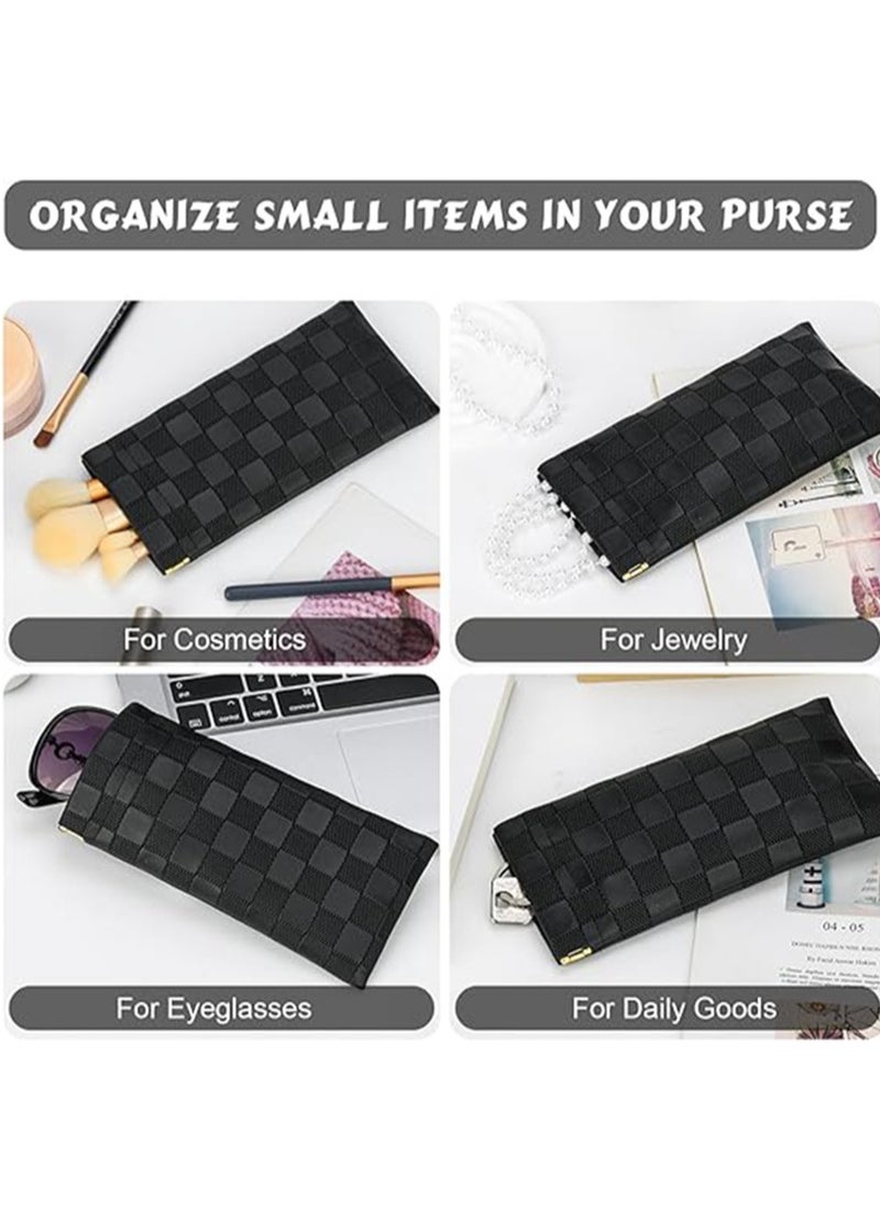 Generic Eyeglasses Bag Sunglasses Case Soft Eyeglass Cases Checkered Eyewear Case Portable Squeeze Top Leather Sun Glasses Organizer Pouch  - Image 5