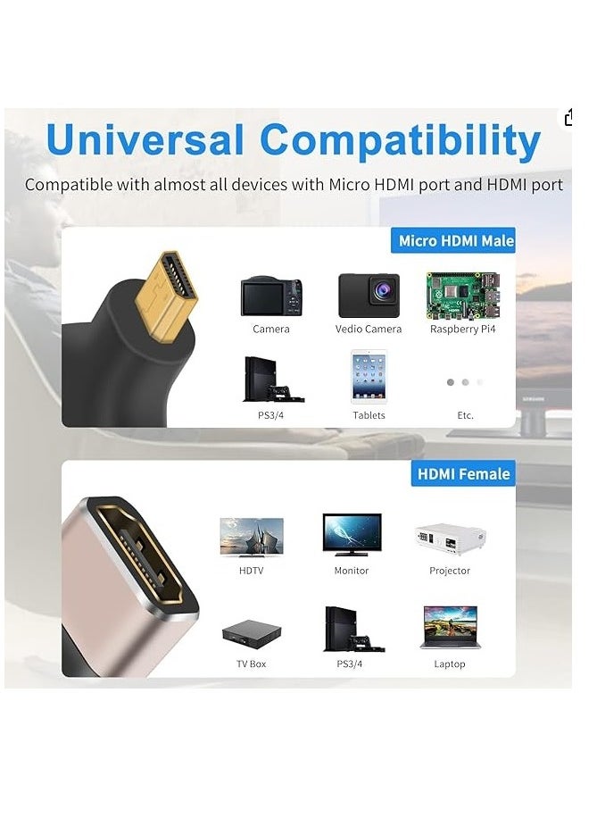 ماركة غير محددة محول HDMI صغير 8K إلى HDMI، محول Micro HDMI ذكر إلى HDMI أنثى يدعم 8K@60 هرتز، 4K@120 هرتز، 1080P، 3D، ARC، HDR، لجهاز العرض، الشاشة، التلفزيون.  - Image 1
