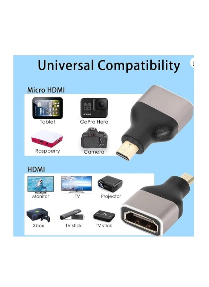ماركة غير محددة محول HDMI صغير 8K إلى HDMI، محول Micro HDMI ذكر إلى HDMI أنثى يدعم 8K@60 هرتز، 4K@120 هرتز، 1080P، 3D، ARC، HDR، لجهاز العرض، الشاشة، التلفزيون.  - Image 4
