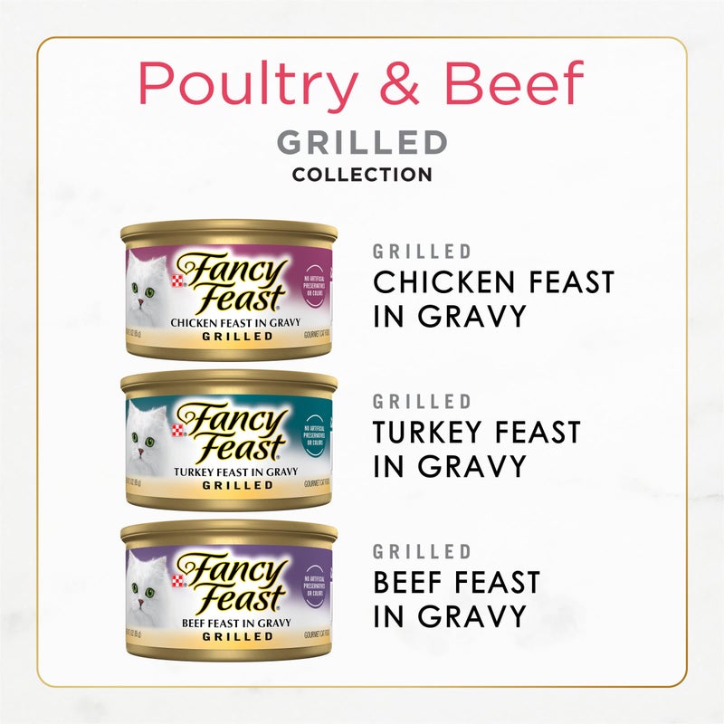Fancy Feast Purina Fancy Feast Grilled Wet Cat Food Poultry and Beef Collection Wet Cat Food Variety Pack - (Pack of 30) 3 oz. Cans - Image 3