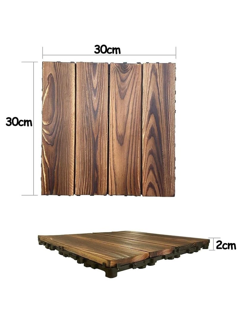 HOME TASTE Wooden Decking Tiles Hardwood Wood Flooring Deck Patio Outdoor Garden Floor Interlocking Balcony Roof Terrace Office Tile Waterproof Balcony Flooring 1 Pcs  - Image 2
