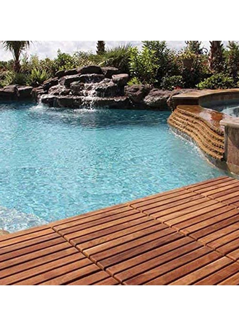HOME TASTE Wooden Decking Tiles Hardwood Wood Flooring Deck Patio Outdoor Garden Floor Interlocking Balcony Roof Terrace Office Tile Waterproof Balcony Flooring 1 Pcs  - Image 3