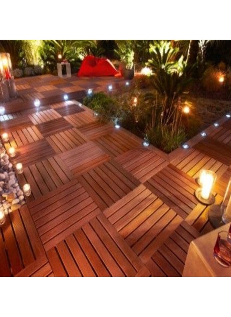 HOME TASTE Wooden Decking Tiles Hardwood Wood Flooring Deck Patio Outdoor Garden Floor Interlocking Balcony Roof Terrace Office Tile Waterproof Balcony Flooring 1 Pcs  - Image 4