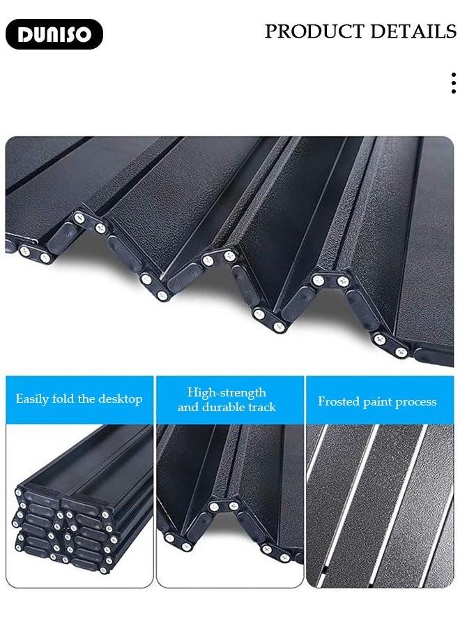 DUNISO - 7 Piece Folding Camping Table Chair Set,Aluminum Roll Up Portable Picnic Table Outdoor Lightweight Folding Table with Carry Bag, Portable Folding Travel Table Chair for Outdoor Indoor Picnic Party BBQ Hiking Patio Garden Backyard(1*Table&6*Chairs) - Image 1