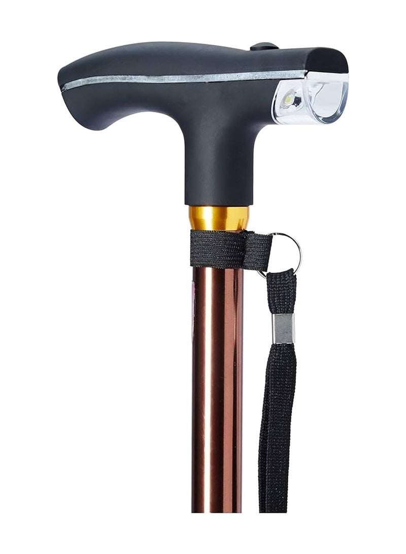 Yuwell Canes Foldable And Retractable Walking Stick For Men And Women Walking Stick Human Bionics Wear Resistant Non-Slip Pad Elderly Crutch Body Mechanics, Bionics Design Principles Cane Ultimate Magic Cane With LED Light Aluminum Alloy Regimen Security Balance Convenient 5 Major Functions Three-Point Support, Four Fold, Five Telescopic Rotating Bending The Handle Lighting Gold - Image 2