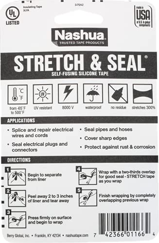 Nashua - 1 in. x 10 ft. Stretch & Seal Self-Fusing Silicone Tape in Clear - Image 2