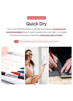 Monami Accu Liner Dry Erase Markers Fine Tip (1.5mm) Low Odor Whiteboard Markers Blue 12 Count  - Image 4