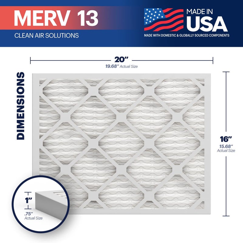 BNX TruFilter 16x20x1 MERV 13 (12-Pack) AC Furnace Air Filter - MADE IN USA - Electrostatic Pleated Air Conditioner HVAC AC Furnace Filters - Removes Pollen, Mold, Bacteria, Smoke - Image 2