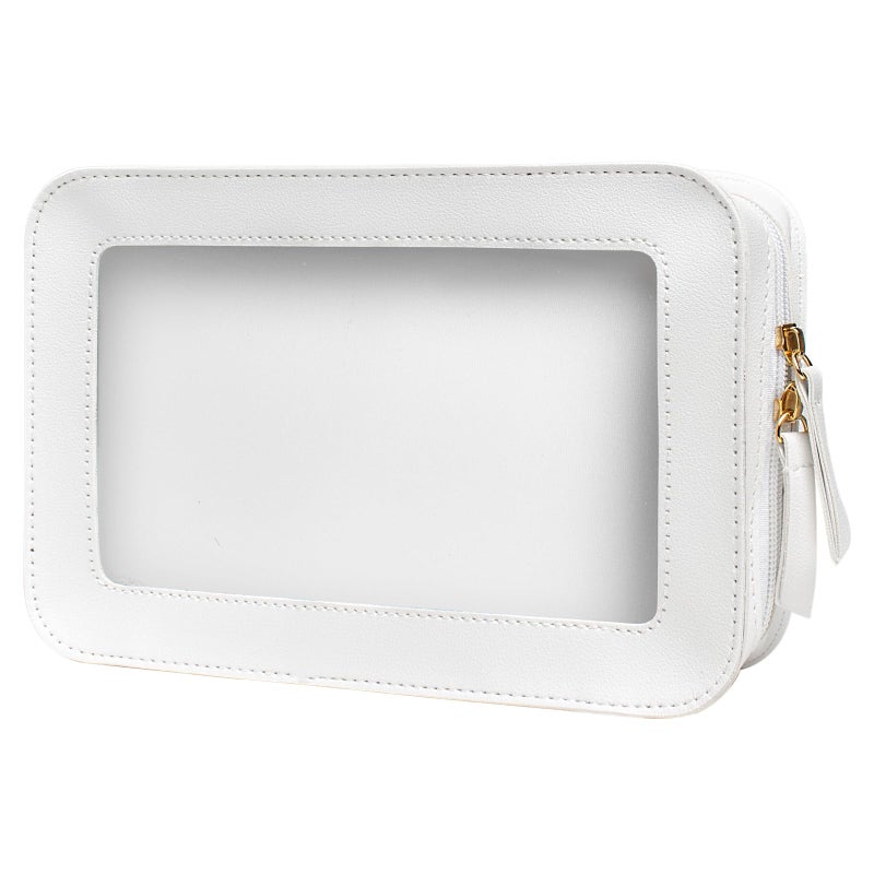 LETGO Clear Makeup Bags, TSA Approved Toiletry Bag with Zipper, Clear Makeup Organizer Fit Carry-on Travel Essentials,Clear Cosmetic Bags for Women Men (C-Beige) - Image 1