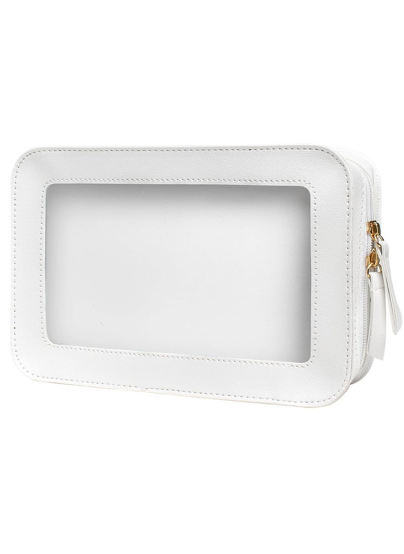 LETGO LETGO Clear Makeup Bags, TSA Approved Toiletry Bag with Zipper, Clear Makeup Organizer Fit Carry-on Travel Essentials,Clear Cosmetic Bags for Women Men (C-Beige)  - Image 1