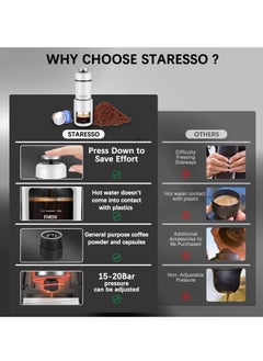 STARESSO Portable Espresso Maker Small Eepresso Cappuccino Coffee Machine,Travel Coffee Maker Small Press Hand Coffee Maker Espresso Machine for Camping, Travel Office Home Sailing  - Image 5