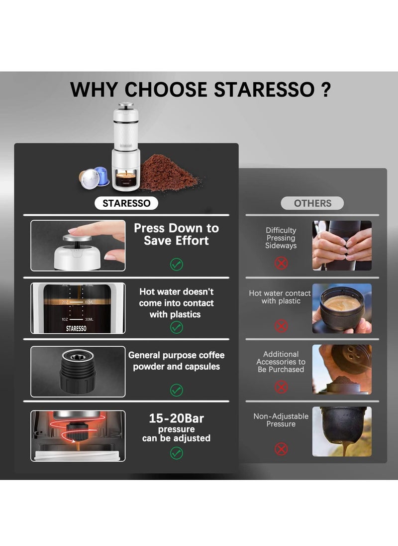 STARESSO - Portable Espresso Maker Small Eepresso Cappuccino Coffee Machine,Travel Coffee Maker Small Press Hand Coffee Maker Espresso Machine for Camping, Travel Office Home Sailing - Image 1