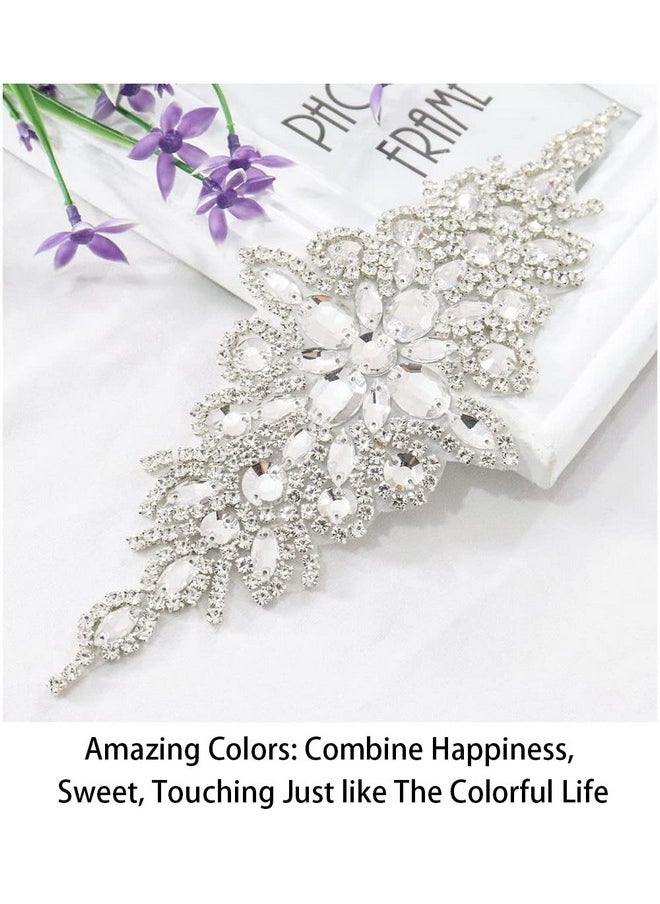 ShinyBeauty - Rhinestone Belt Bridal Belt Silver Wedding Sash Wedding Belt Rhinestone Applique Belt Pearl Bridal Sash Rhinestone Trim(Silver) - Image 1
