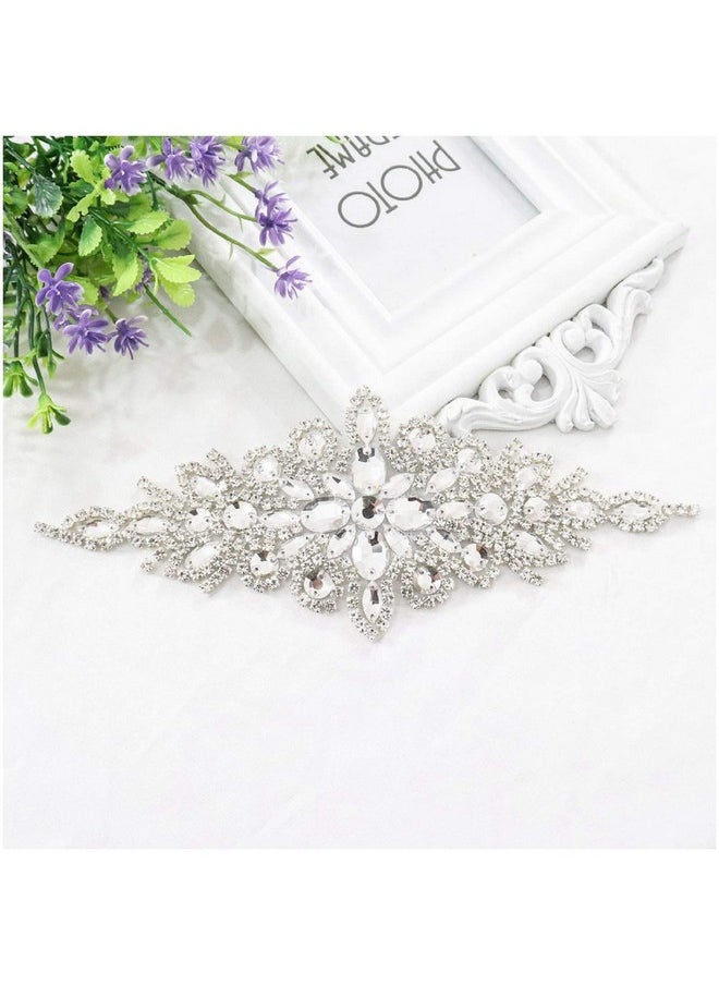 ShinyBeauty - Rhinestone Belt Bridal Belt Silver Wedding Sash Wedding Belt Rhinestone Applique Belt Pearl Bridal Sash Rhinestone Trim(Silver) - Image 1
