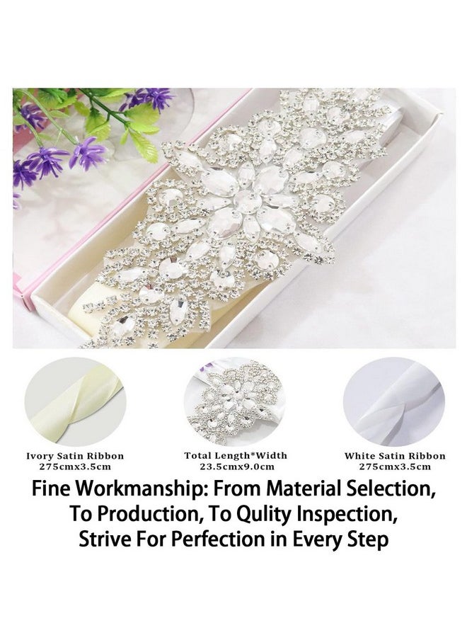 ShinyBeauty - Rhinestone Belt Bridal Belt Silver Wedding Sash Wedding Belt Rhinestone Applique Belt Pearl Bridal Sash Rhinestone Trim(Silver) - Image 1