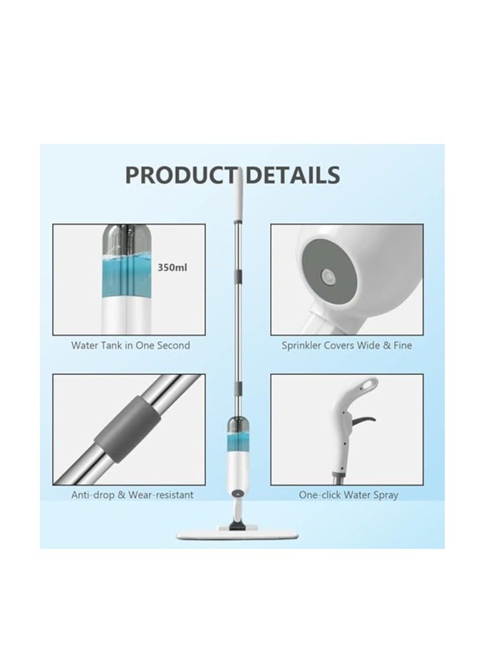 ARNOTEC ممسحة تنظيف مع خزان مياه قابل لإعادة التعبئة سعة 350 مل وممسحة رش مع وسادتين من الألياف الدقيقة قابلة للغسل - ممسحة تنظيف - Image 2