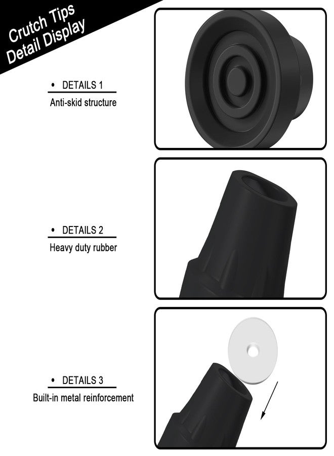 Bcautay 4 Pack Replacement Rubber Cane Tips 3/4 Inch Heavy Duty Rubber Crutch Tips Non Slip Walker Tips for Walkers Commodes Shower Chairs Canes Leg (Black) - Image 3