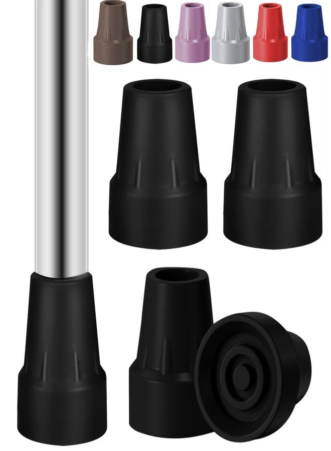 Bcautay 4 Pack Replacement Rubber Cane Tips 3/4 Inch Heavy Duty Rubber Crutch Tips Non Slip Walker Tips for Walkers Commodes Shower Chairs Canes Leg (Black) - Image 1