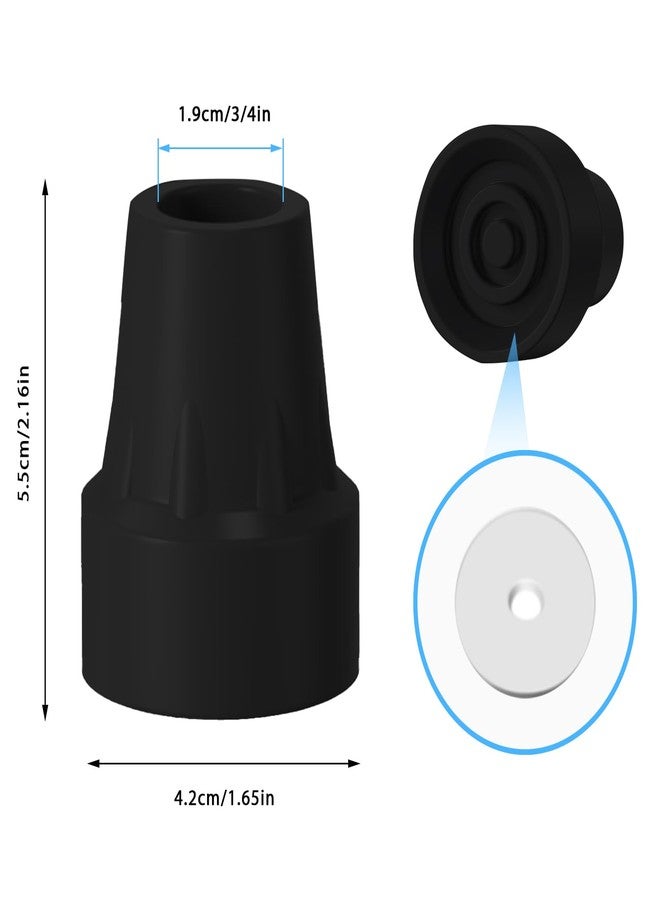 Bcautay 4 Pack Replacement Rubber Cane Tips 3/4 Inch Heavy Duty Rubber Crutch Tips Non Slip Walker Tips for Walkers Commodes Shower Chairs Canes Leg (Black) - Image 2