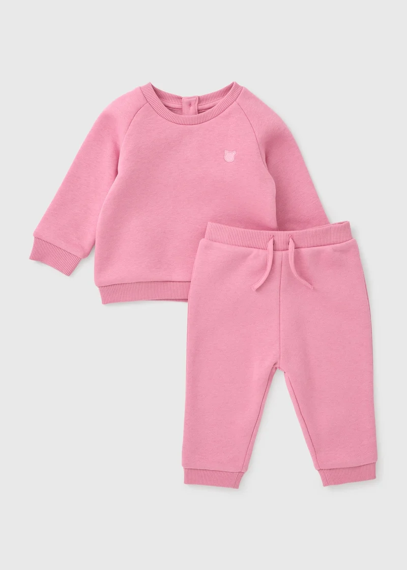 Matalan Baby Rose Pink Sweatshirt & Jogging Bottom Set