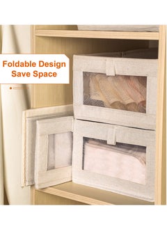 YooA 3pc Foldable Stackable Closet Storage Organizer with Clear Cover and Window, Washable Closet Storage Boxes with Pull-out Handles, Cube Storage Bin for Closet Wardrobe Home Bedroom Office  - Image 5