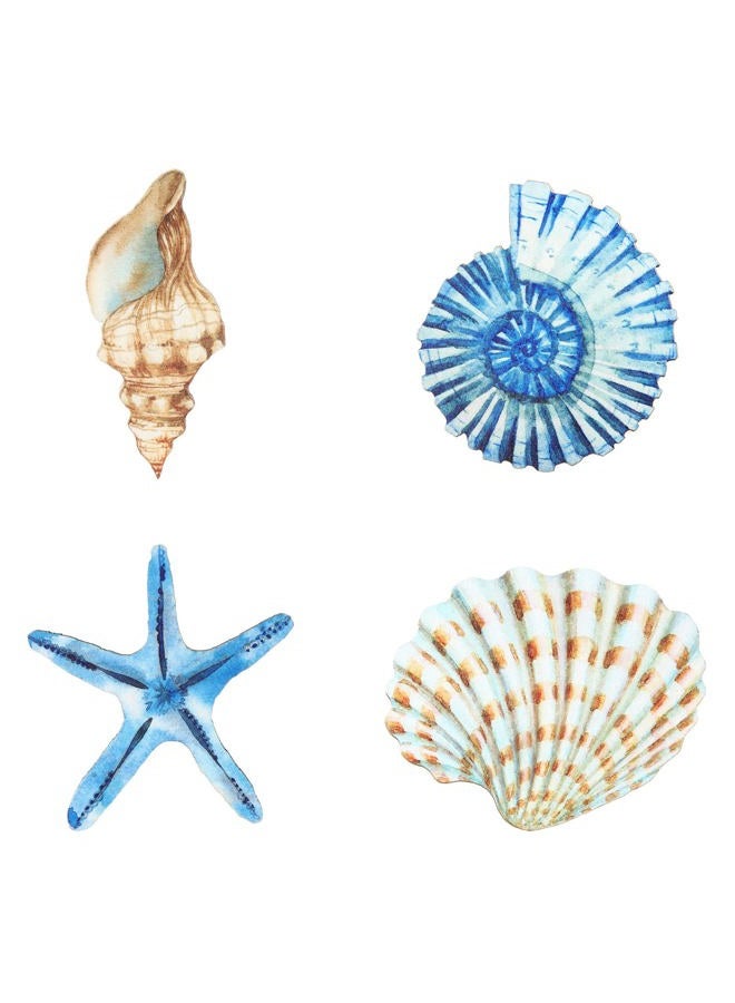 Yookeer 4 Pcs Beach Wall Decor Seashell Starfish Bathroom Decor Rustic Ocean Coastal Summer Themed Wall Art Gifts for Living Room Bathroom Bedroom(Small) - Image 1
