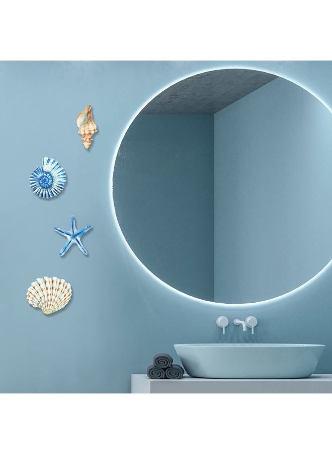 Yookeer 4 Pcs Beach Wall Decor Seashell Starfish Bathroom Decor Rustic Ocean Coastal Summer Themed Wall Art Gifts for Living Room Bathroom Bedroom(Small) - Image 5