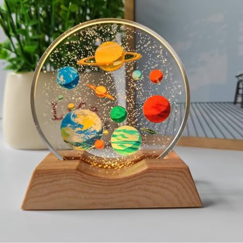 One94Store 3D Acrylic LED Night Light with Planet Design – Warm White Ambient Lighting Decorative Table Lamp with Durable Plastic Base for Bedroom, Living Room, Study, Kids Room, Home Décor & Gifting - Image 1