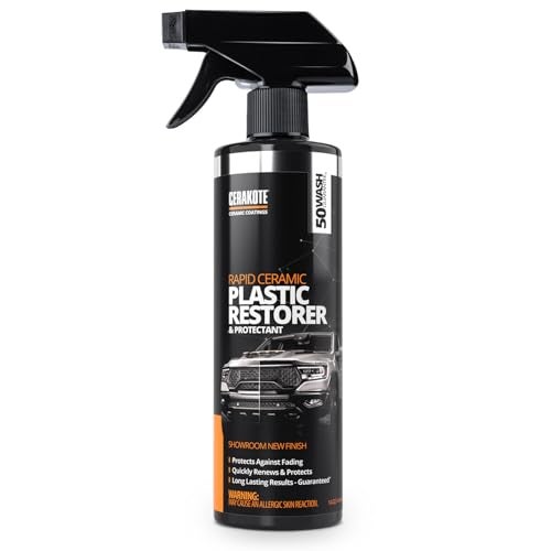 CERAKOTE Rapid Ceramic Plastic Restorer and Protectant Spray 14 oz 50 Wash Rating Restores Faded Black Trim and Bumpers NonGreasy Formula for Cars and Trucks - Image 1