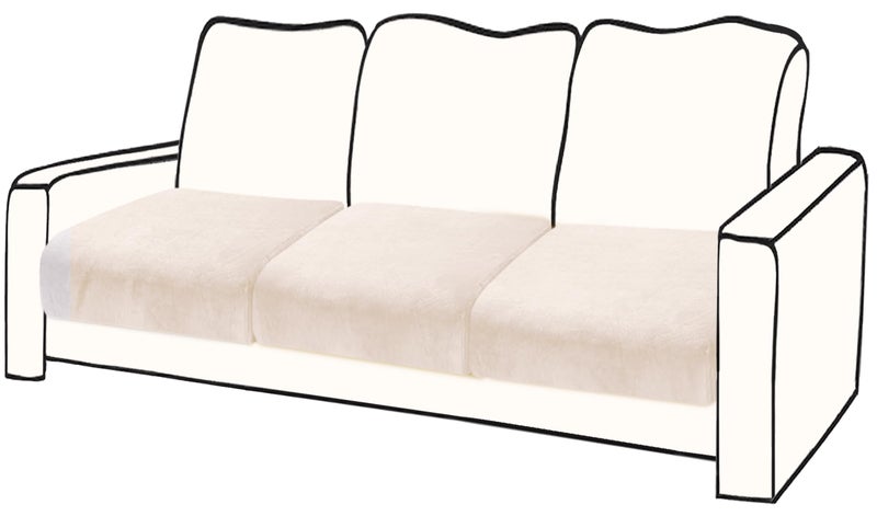 BT.WA Couch Cushion Cover Velvet 3 Pieces Seat Cushion Cover Stretch Sofa Covers Separate Sectional Sofa Slipcovers Furniture Protector (3-Seater or Backrest  Beige) - Image 1