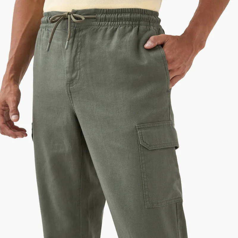 Iconic Iconic Cargo Flexi Waist Trousers with Drawstring Closure