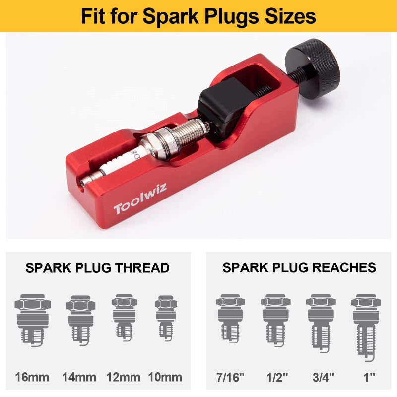 Toolwiz Spark Plug Gap Tool with 32 Blade Steel Feeler Gauge, Gapping Tool for Most 10mm 12mm 14mm 16mm Thread Spark Plugs, Red - Image 5