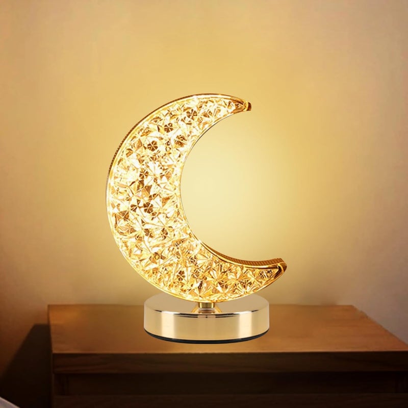 Eworld Moon Night Light, 3-Color Dimmable Touch Rechargeable Crescent Table Lamp - Image 1