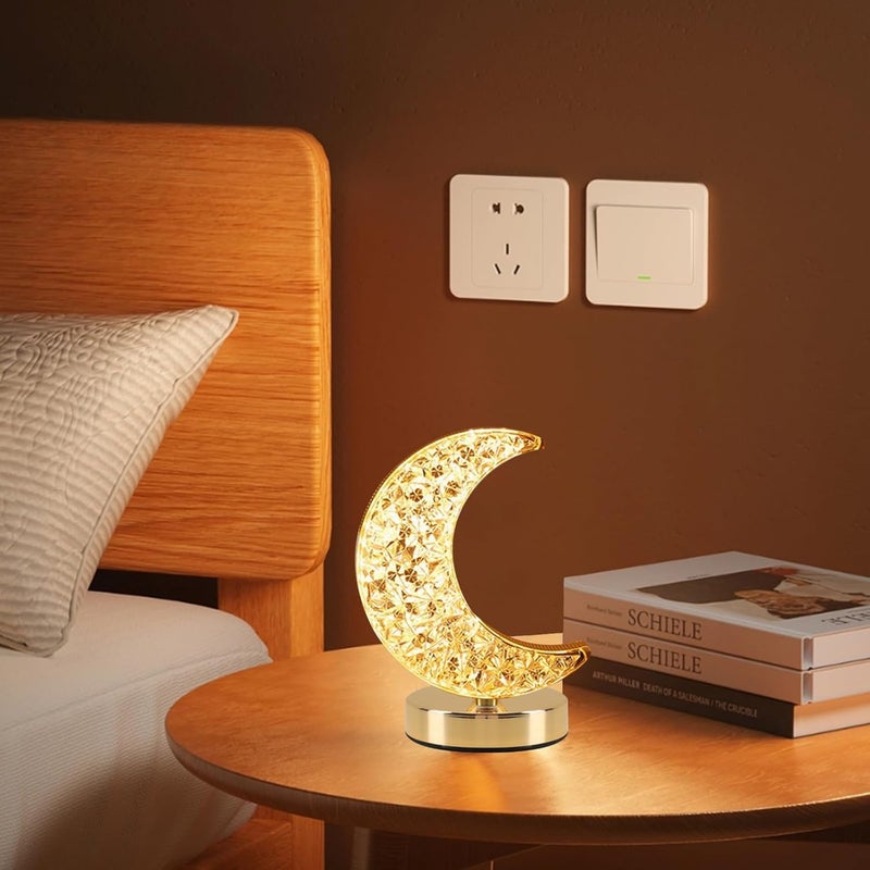 Eworld Moon Night Light, 3-Color Dimmable Touch Rechargeable Crescent Table Lamp - Image 4