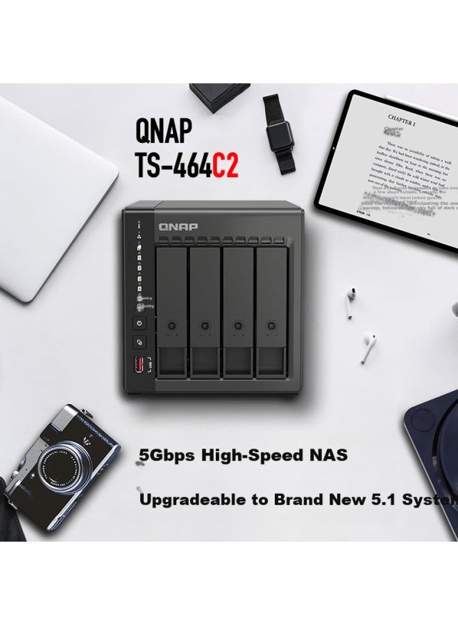 Qnap Ts-464c2 Cosmic Cube Quad-core Processor 8gb Ram 16tb Nas Network Storage Server With Dual Built-in M.2 Slots Mobile Expansion - Image 1