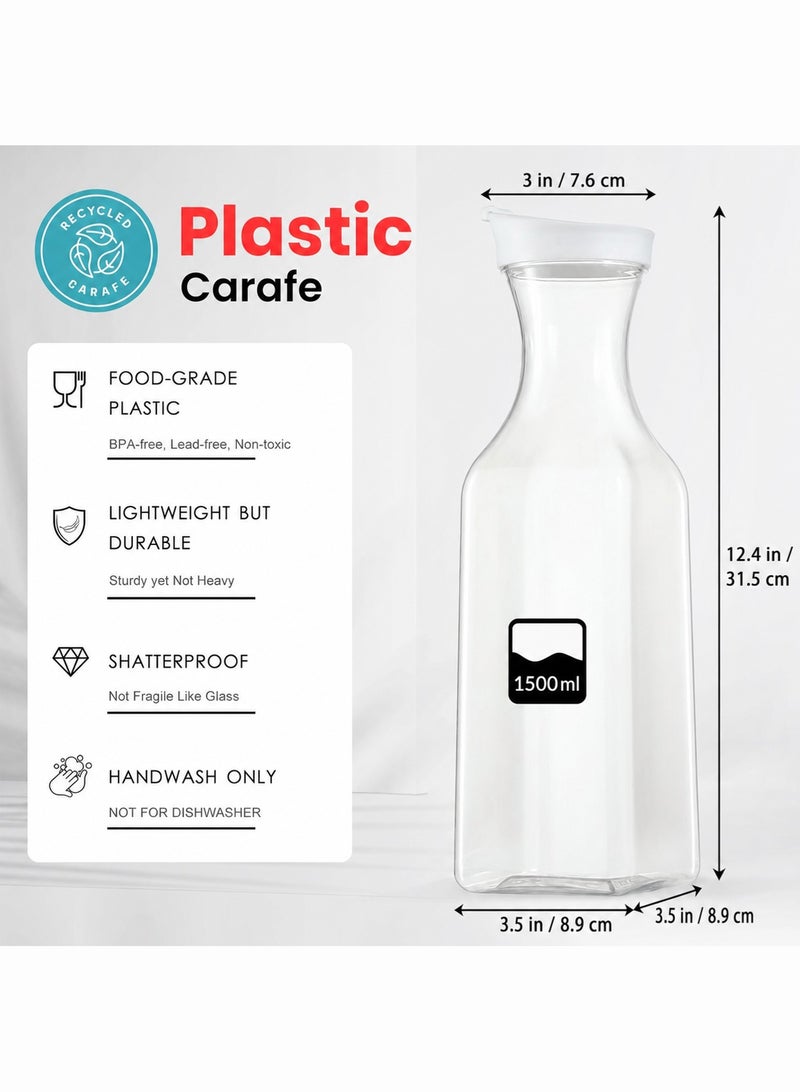 لوبيتيز 1500ml حاوية من البلاستيك المشروبات ، مع غطاء الوجه ، 2 حزمة مربع كأس المشروبات شفافة ، ومكافحة تسرب زجاجة من البلاستيك ، الشاي المثلج ، عصير الفاكهة ، المشروبات الباردة ، فقط غسل اليدين - Image 2