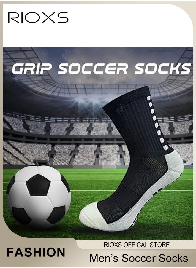 RIOXS - Soccer Socks For Men Women 5 Pairs Athletic Socks Non-Slip Socks For Football Basketball Hockey Rugby Sports Sweat-absorbing Wear-resistant Sports Socks - Image 1