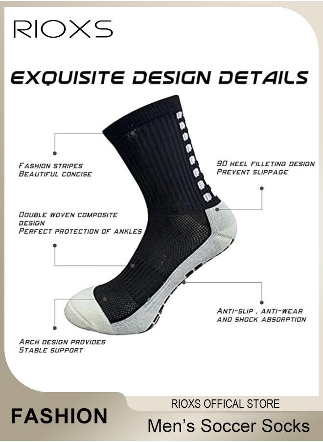 RIOXS - Soccer Socks For Men Women 5 Pairs Athletic Socks Non-Slip Socks For Football Basketball Hockey Rugby Sports Sweat-absorbing Wear-resistant Sports Socks - Image 1